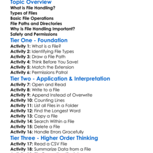 File Handling Worksheet Activity Booklet