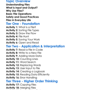 File Input And Output Worksheet Activity Booklet