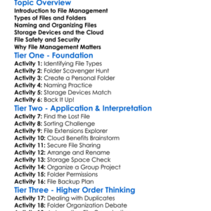 File Management And Storage Worksheet Activity Booklet