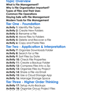 File Management Worksheet Activity Booklet