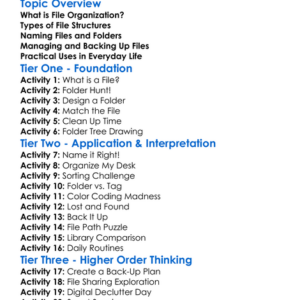 File Organization And Management Worksheet Activity Booklet