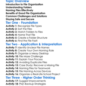File Organization And Naming Worksheet Activity Booklet