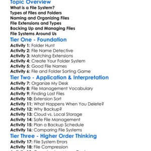 File Systems And File Management Worksheet Activity Booklet