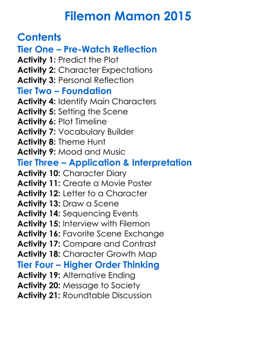 Filemon Mamon 2015 Worksheet Activity Booklet
