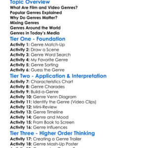 Film And Video Genres Worksheet Activity Booklet