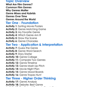 Film Genres Worksheet Activity Booklet