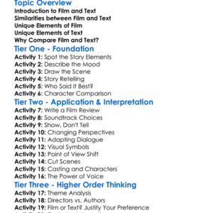Film Vs Text Analysis Worksheet Activity Booklet