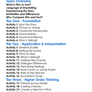 Film Vs Text Worksheet Activity Booklet