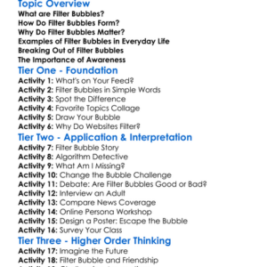 Filter Bubbles Worksheet Activity Booklet