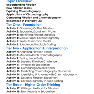 Filtration And Chromatography Worksheet Activity Booklet