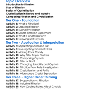 Filtration And Crystallization Worksheet Activity Booklet