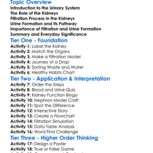 Filtration And Urine Formation Worksheet Activity Booklet