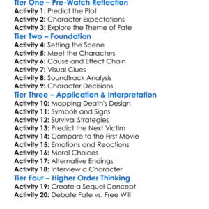 Final Destination 2 2003 Worksheet Activity Booklet