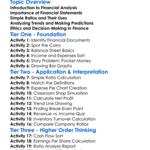 Financial Analysis Techniques Worksheet Activity Booklet