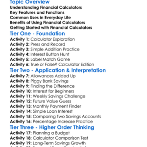 Financial Calculators Worksheet Activity Booklet