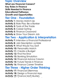 Financial Careers Worksheet Activity Booklet