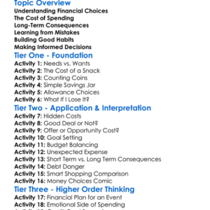Financial Consequences Worksheet Activity Booklet