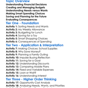 Financial Decision Making Worksheet Activity Booklet