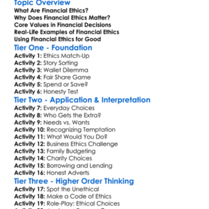 Financial Ethics Worksheet Activity Booklet