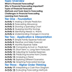 Financial Forecasting Worksheet Activity Booklet