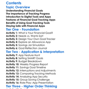 Financial Goal Tracking Tools And Apps Worksheet Activity Booklet