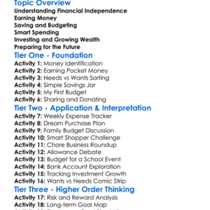 Financial Independence Worksheet Activity Booklet