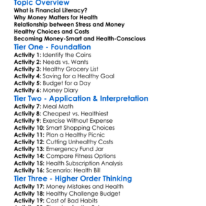Financial Literacy And Health Worksheet Activity Booklet
