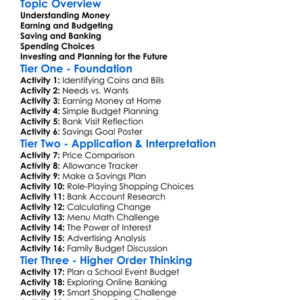 Financial Literacy Skills Worksheet Activity Booklet