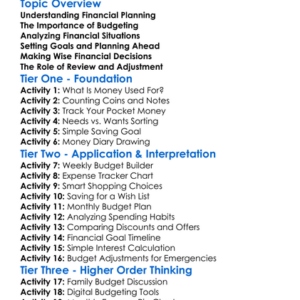 Financial Planning And Analysis Worksheet Activity Booklet