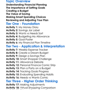 Financial Planning And Goal Setting Worksheet Activity Booklet