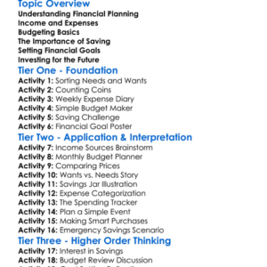 Financial Planning For Individuals Worksheet Activity Booklet