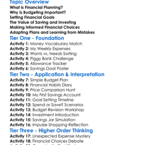 Financial Planning For Students Worksheet Activity Booklet