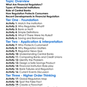 Financial Regulators And Institutions Worksheet Activity Booklet