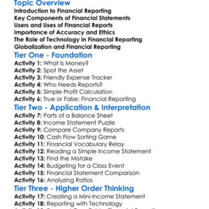 Financial Reporting Worksheet Activity Booklet