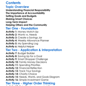 Financial Responsibility And Accountability Worksheet Activity Booklet