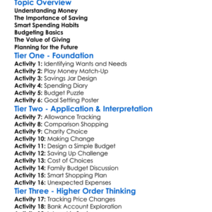 Financial Responsibility Worksheet Activity Booklet