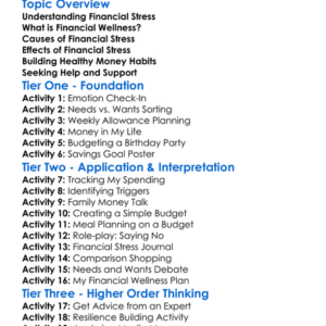 Financial Stress And Wellness Worksheet Activity Booklet