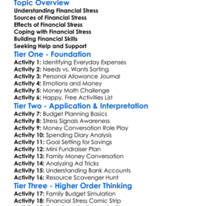 Financial Stress Management Worksheet Activity Booklet