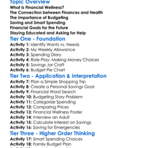 Financial Wellness And Health Worksheet Activity Booklet