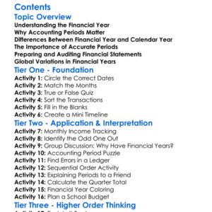 Financial Year And Accounting Period Worksheet Activity Booklet