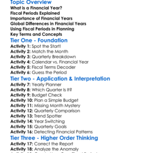 Financial Year And Fiscal Periods Worksheet Activity Booklet
