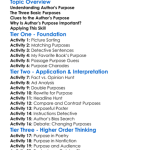 Finding The Authors Purpose Worksheet Activity Booklet