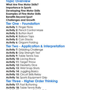 Fine Motor Skills In Sport Worksheet Activity Booklet