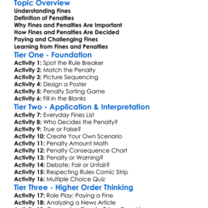 Fines And Penalties Worksheet Activity Booklet