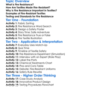 Fire Resistance In Textiles Worksheet Activity Booklet