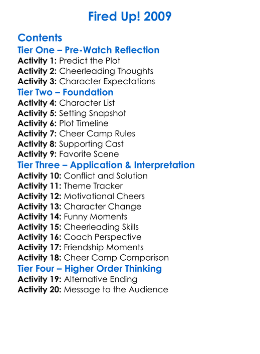 Fired Up 2009 Worksheet Activity Booklet