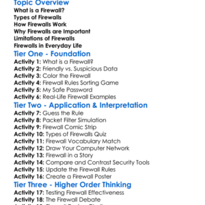 Firewalls Worksheet Activity Booklet