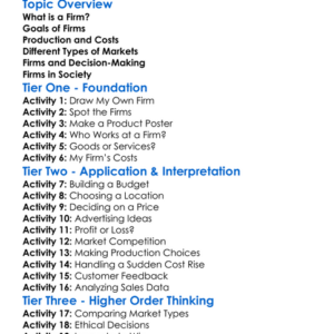 Firm Behavior Worksheet Activity Booklet