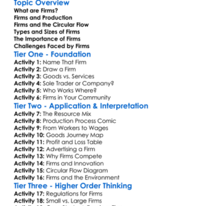 Firms Sector Worksheet Activity Booklet