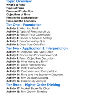 Firms Worksheet Activity Booklet
